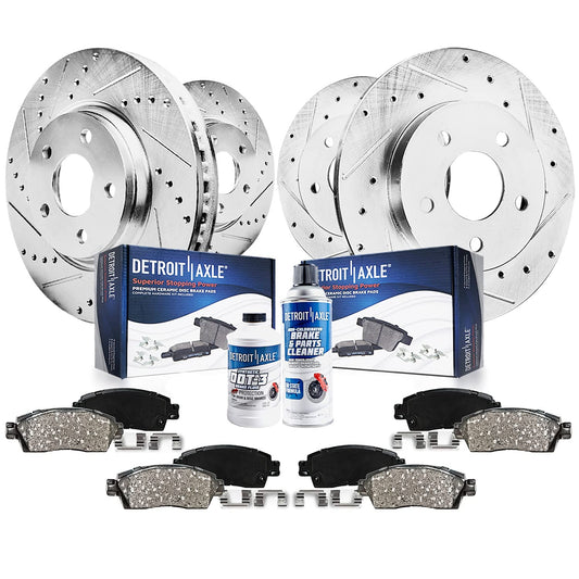 Detroit Axle - Brake Kit for 03-06 MDX Drilled & Slotted Brakes Rotors Ceramic Brake Pads 2003 2004 2005 2006 Replacement: 11.81