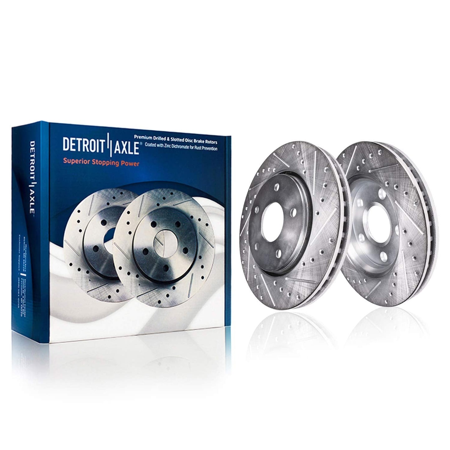 Detroit Axle - Rear Brake Rotors for Dodge Ram 1500 Durango Chrysler Aspen Drilled & Slotted Disc Brakes Rotors Replacement : 13